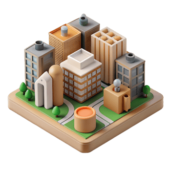 beautiful artistic Urban Development Project Model Transparent Background detailed png