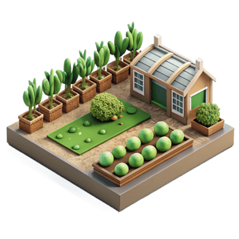 elegant modern Urban Farm Community Garden Setting Transparent Background genuine png
