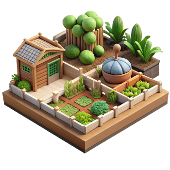 dramatic artistic Urban Farm Community Garden Setting Transparent Background high resolution png
