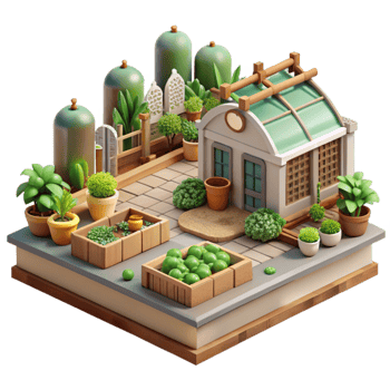 wonderful artistic Urban Farm Community Garden Setting Transparent Background genuine png