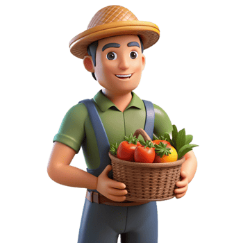 vibrant classic Urban Farmer Holding Basket of Vegetables Isolated png