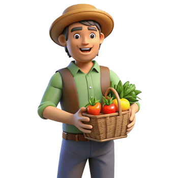 stunning contemporary Urban Farmer Holding Basket of Vegetables Isolated detailed png