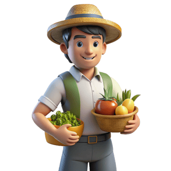 beautiful modern Urban Farmer Holding Fresh Produce Isolated original png