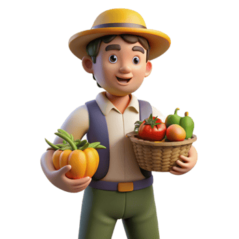 dramatic minimalist Urban Farmer Holding Fresh Produce Isolated genuine png