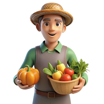 dramatic minimalist Urban Farmer Holding Fresh Produce Isolated detailed png