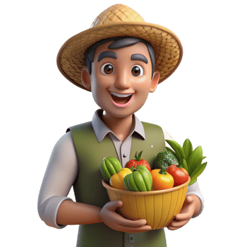 beautiful vintage Urban Farmer Holding Fresh Produce Isolated exclusive png