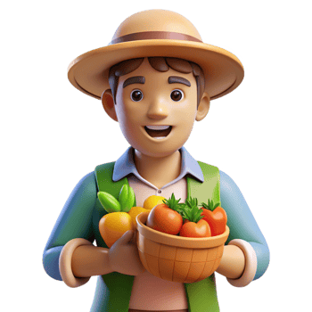elegant contemporary Urban Farmer Holding Fresh Produce Isolated high quality png