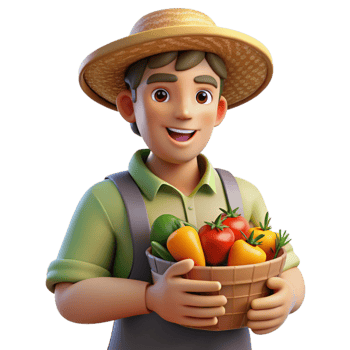 extraordinary artistic Urban Farmer Holding Fresh Produce Isolated detailed png