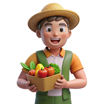 impressive abstract Urban Farmer Holding Fresh Produce Isolated authentic png