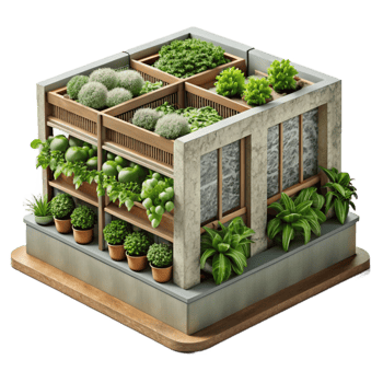 serene minimalist Urban Farming Vertical Garden Isolated Cutout detailed png