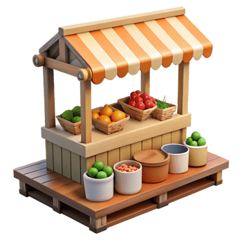 elegant artistic Urban Farm Market Stall Cutout Fresh Produce Display original png