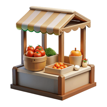 dramatic classic Urban Farm Market Stand Cutout high resolution png