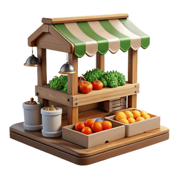 beautiful traditional Urban Farm Market Stand Cutout high resolution png