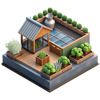wonderful creative Urban Farm Rooftop Garden Transparent Background premium png