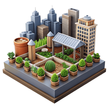 serene abstract Urban Farm Rooftop Garden Transparent Background high quality png