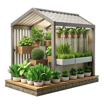 vibrant traditional Urban Farm Vertical Garden Wall Transparent Background png
