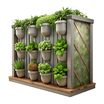 vibrant modern Urban Farm Vertical Garden Wall Transparent Background exclusive png