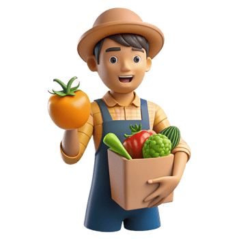 elegant creative Urban Farm Worker Holding Fresh Vegetables Cutout genuine png