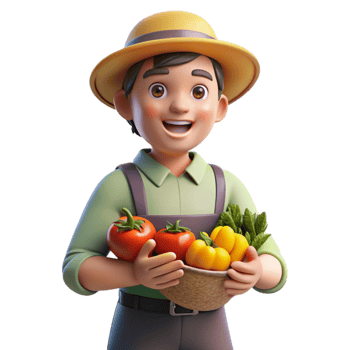 extraordinary artistic Urban Farm Worker Holding Fresh Vegetables Cutout genuine png