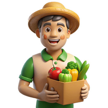 elegant creative Urban Farm Worker Holding Fresh Vegetables Cutout premium png