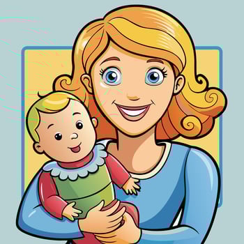 Mother and Child Cartoon Illustration vector