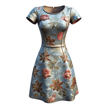 vibrant creative Urban Fashion Dress Floral Print Isolated on Transparent Background png