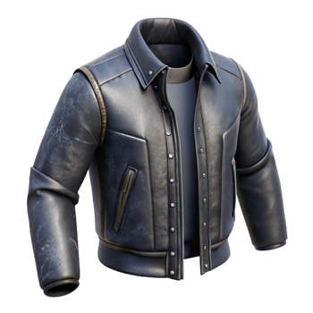 vibrant minimalist Urban Fashion Jacket Leather Black Isolated on Transparent Background premium png