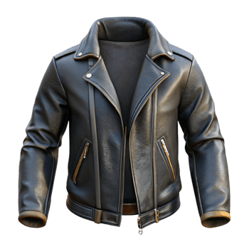wonderful modern Urban Fashion Jacket Leather Black Isolated on Transparent Background genuine png