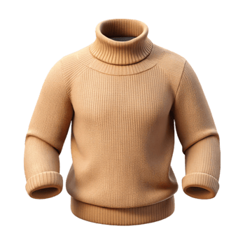 impressive classic Urban Fashion Turtleneck Sweater Beige Isolated on Transparent Background png