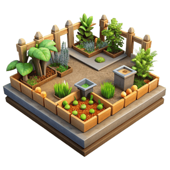 dramatic modern Urban Garden Community Plot Isolated professional png