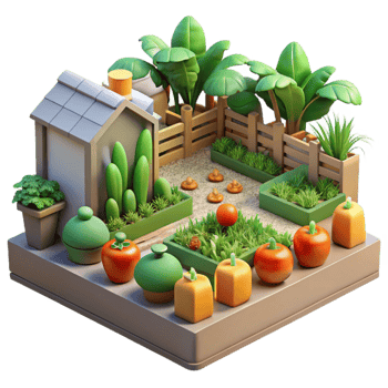 vibrant abstract Urban Garden with Vegetables Cutout original png