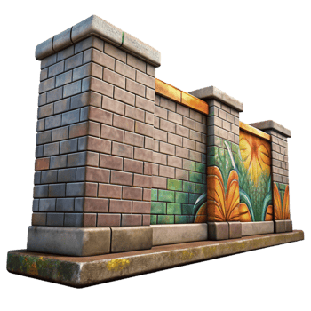 beautiful vintage Urban Landscape Graffiti Wall Isolated premium png