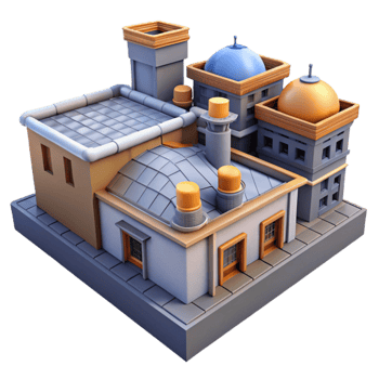 stunning traditional Urban Landscape Rooftop View Isolated premium png