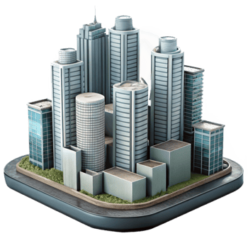 elegant abstract Urban Landscape with High-rise Buildings Isolated original png