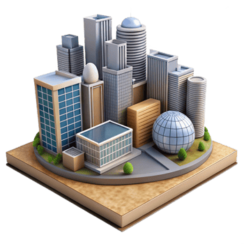 elegant artistic Urban Landscape with Modern Architecture Transparent Background professional png