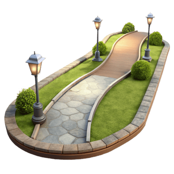 beautiful creative Urban Park Path Curved Pathway Isolated high quality png