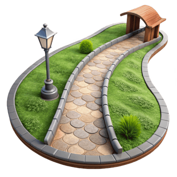 impressive traditional Urban Park Path Curved Pathway Isolated detailed png