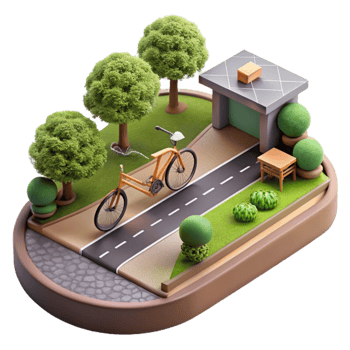 extraordinary minimalist Urban Park with Bike Path Cutout professional png