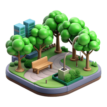 stunning creative Urban Park with Green Trees Transparent Background png