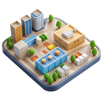 serene classic Urban Planning Diagram Top View Isolated detailed png