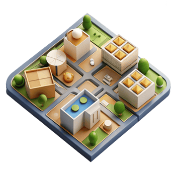 serene creative Urban Planning Diagram Top View Isolated high resolution png
