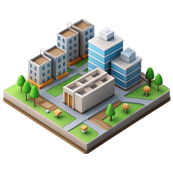 magnificent abstract Urban Planning Model Isometric View Cutout detailed png