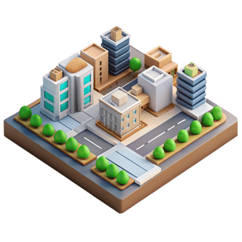 serene modern Urban Planning Model Isometric View Cutout high quality png