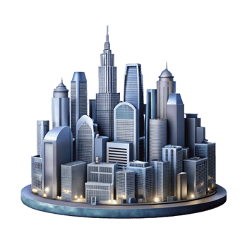 impressive contemporary Urban Skyline Panorama Night View Isolated genuine png