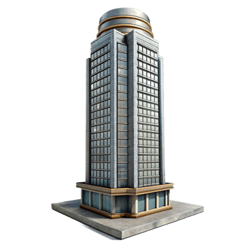 elegant artistic Urban Skyscraper Towering Upward View Isolated premium png