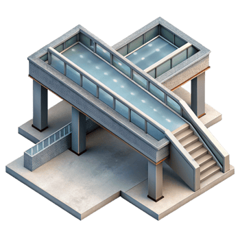elegant modern Urban Skyway System Isometric Isolated high quality png