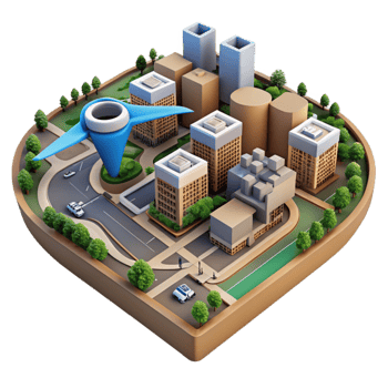vibrant rustic Urban Sprawl Aerial View with Drone Cutout premium png