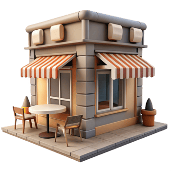 elegant contemporary Urban Street Cafe Front View Cutout original png
