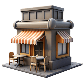 dramatic creative Urban Street Cafe Front View Cutout authentic png