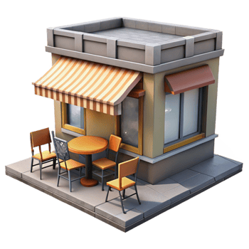 extraordinary minimalist Urban Street Cafe Outdoor Seating Isolated png